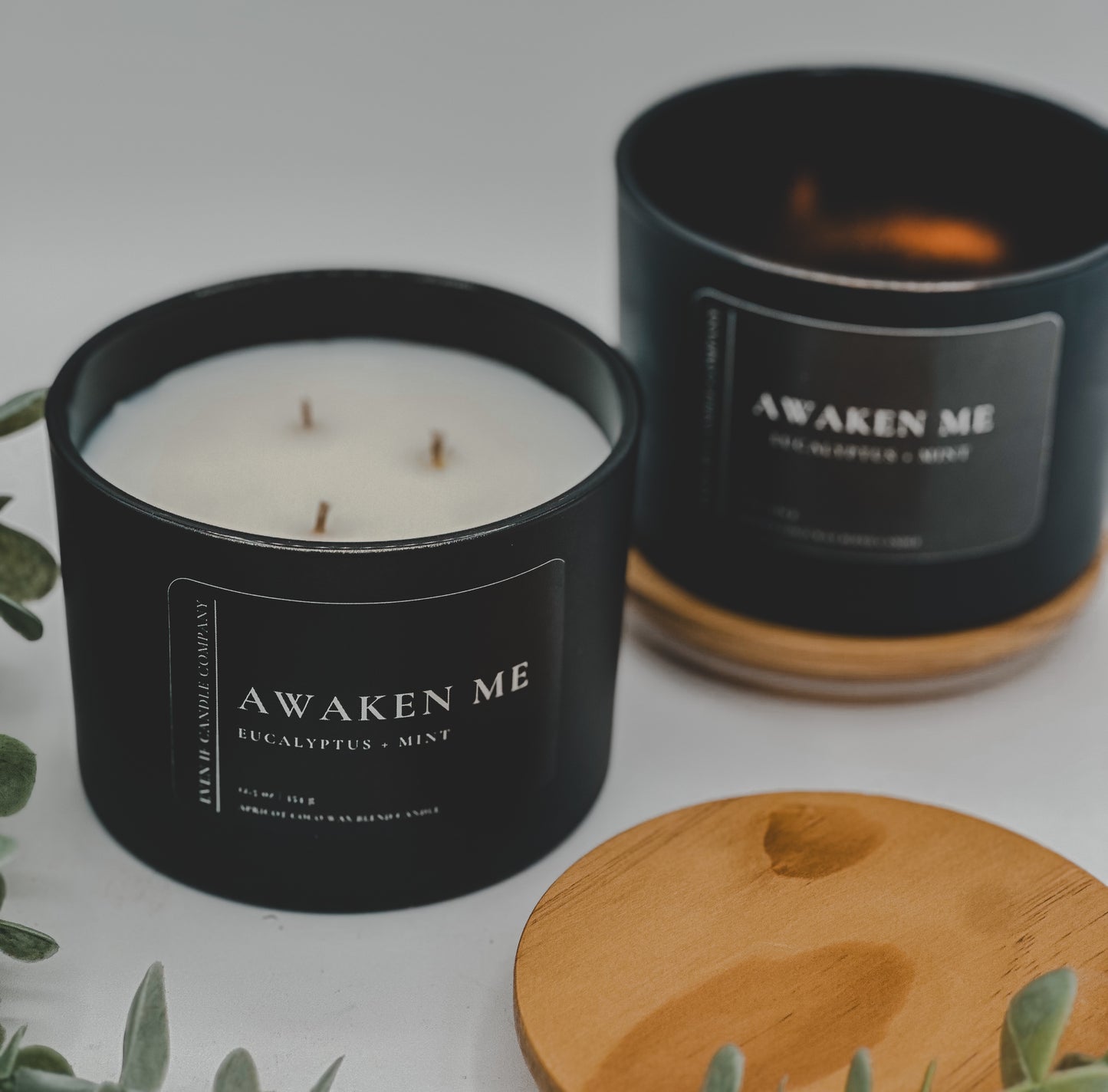 "Awaken Me" (Eucalyptus + Mint)- 10 oz, 12.5 oz Matte Black Candle