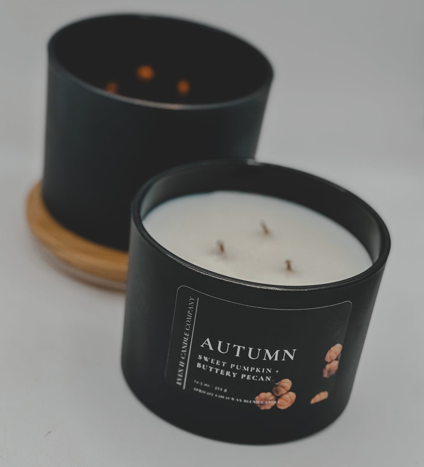 Sweet Pumpkin + Buttered Pecan- 10 oz, 12.5 oz Matte Black Candle