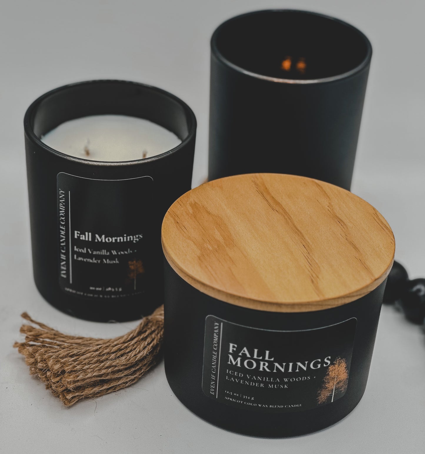 "Fall Mornings" (Vanilla Woods + Lavender Musk)- 10 oz, 12.5 oz Matte Black Candle