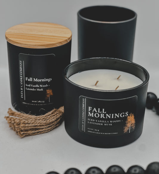 "Fall Mornings" (Vanilla Woods + Lavender Musk)- 10 oz, 12.5 oz Matte Black Candle