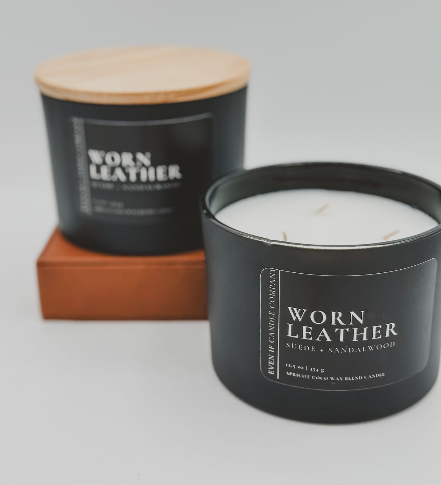 Worn Leather 10 oz, 12.5 oz Matte Black Candle